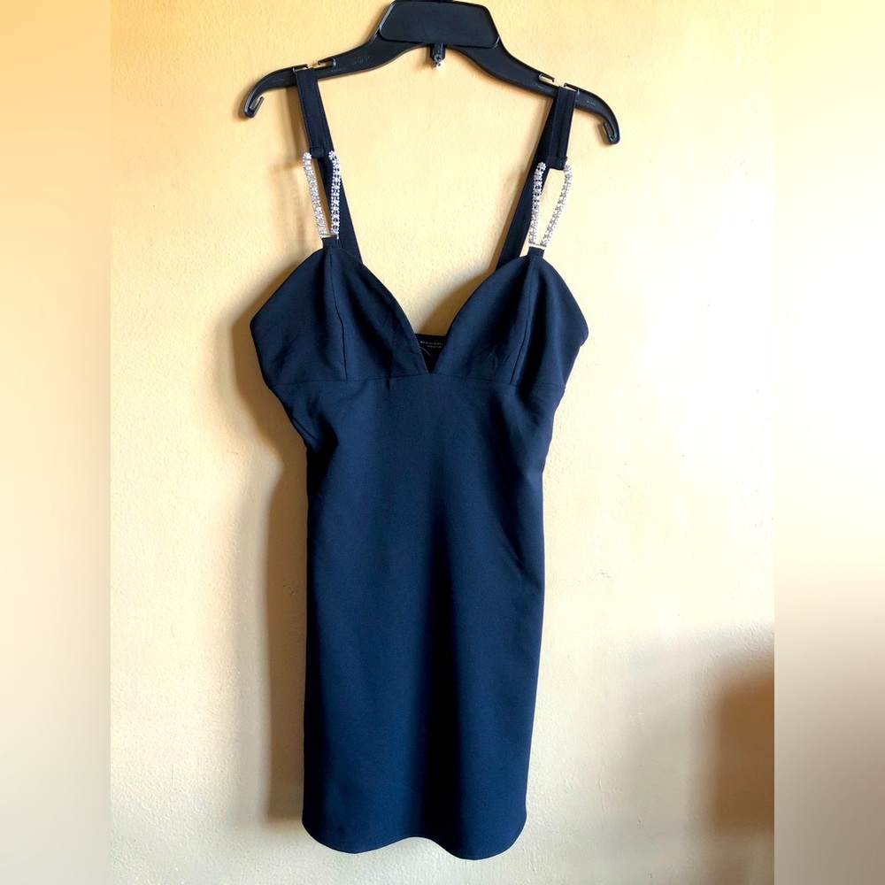 Zara Black Dress with Rhinestone Straps